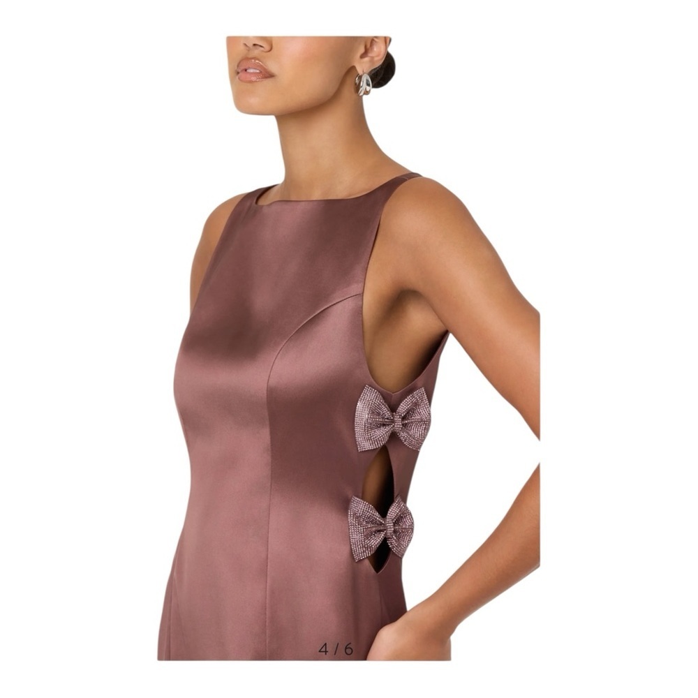 ASTR The Label Mauve Satin Bow Cutout Mini Dress Size S Modern Cocktail - Picture 5 of 10